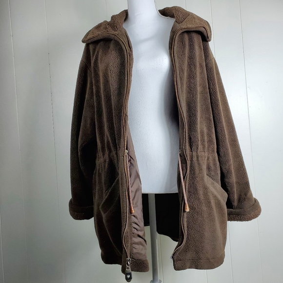 Talbots brown fleece coat size large - Picture 5 of 10